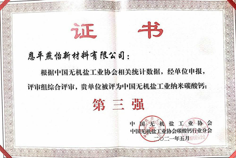 中國納米鈣第三強